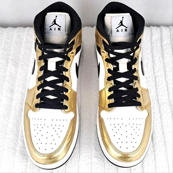 Jordan 1 Mid Men's Metallic Gold, White, Black sz 11 - Picture 7 of 9